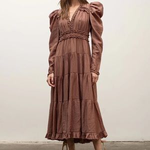 Moon River brown ruffle dress